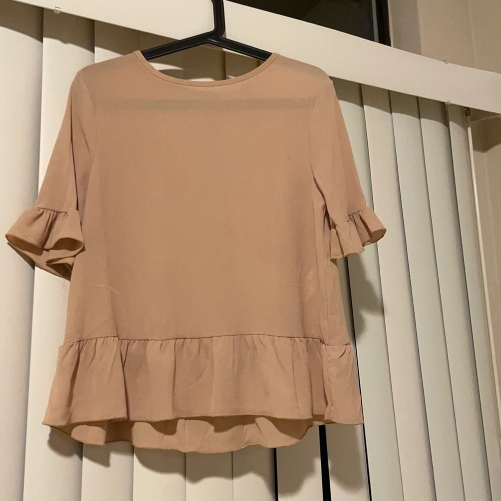 Tan Peplum Top/Blosuse.